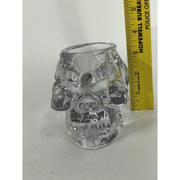 Crystal Skull Votive Candle Holder Heavy Glass Gothic D&D Halloween - Picture 7 of 10